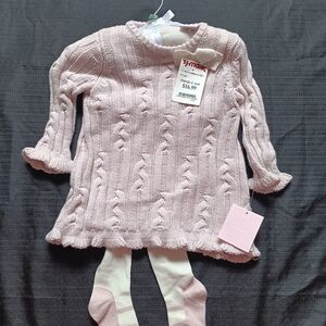 Shabby Chic Pale Pink Cable Knit Dress with Bow Accent